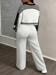 Conjunto Deportivo de 2 Piezas para Mujer, Talla Grande, Informal, con Estampado de Letras, Estilo Urbano, Transpirable, Ligero, Corte Regular, Diseño Invernal - Product Image 6