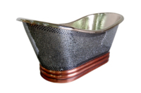 Baignoire autoportante CDM HOME, design moderne et luxueux, double bac, mosaïque nickel-cuivre, installation autoportante, 1,6 m, vidange centrale, hôtel