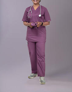 Ensemble de blouses d'infirmière unisexe en tissu non tissé extensible à manches courtes pour l'été, marque privée du fabricant, pour hôpital et soins médicaux - Product Image 3