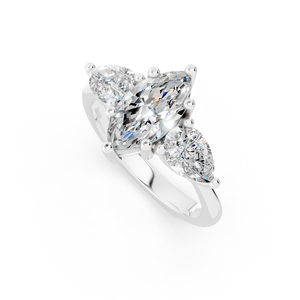 Modern Marquise Diamond Engagement <b>Ring</b> White <b>Gold</b> Semi Mounting without Center Stone Classic Style for Parties and Weddings - Product Image 2