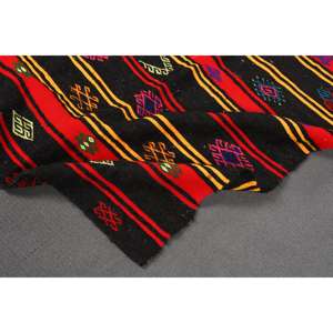 Tapis Kilim vintage 7x12,5 pieds, tapis turc, tapis en laine abstrait noir - Product Image 4