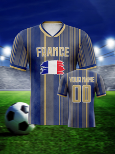 Camiseta de fútbol de Francia personalizada para hombres, mujeres y niños, nombre y número impresos personalizados, Estilo Chaleco, regalos para amantes del fútbol, conjuntos de aficionados - Product Image 5