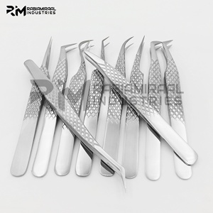 RMI Top qualité en acier inoxydable extension de cils pince à épiler argent tibia ensemble personnalisé 10 points différents - Product Image 4