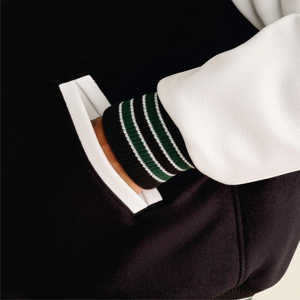 2025 hommes à la mode College Letterman Bomber veste noir et blanc laine Varsity veste avec col montant chaud hiver Collection - Product Image 5