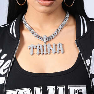 SHREYA DIAM Colgante con Nombre Iced Out, Chapado en Rodio, Plata 925, Estilo Hip Hop, Letra de Moissanita, Regalo Unisex - Product Image 2