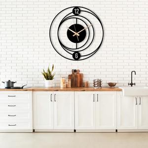 Horloge murale moderne en métal noir, silencieuse, design minimaliste rond, décoration murale, art mural fait main pour la maison et le bureau, idée cadeau unique - Product Image 4