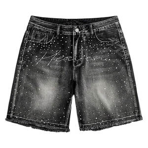 2025 pantalones cortos de moda para hombres con diamantes de imitación estilo urbano de calle OEM hombres pantalones cortos de moda casuales de diamantes de imitación - Product Image 1