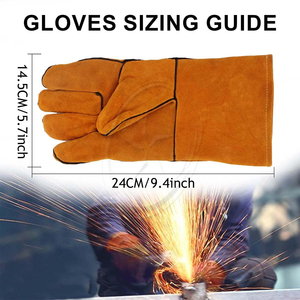 Mitaines résistantes au feu pour barbecue four gril cheminée gants en cuir du Pakistan gants de soudage en cuir - Product Image 6