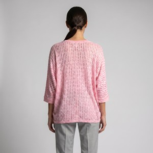 T-shirt ampia con maniche a 3/4, design traforato e dettagli strappati - Product Image 2