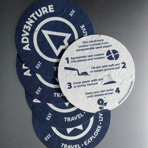 Sous-verres en papier écologique personnalisés faits à la main Sous-verres de marque personnalisés en relief pour événements Promotions de tapis et de tampons en papier faits à la main - Product Image 1