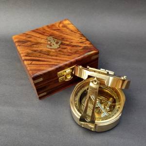 Nautical Marine Brass Brunton <b>Compass</b> 3 Inch Engraved Vintage Functional with Wooden Box - Product Image 4