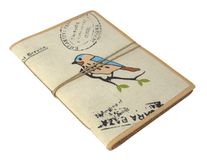 Handmade <b>A5</b> Cotton Paper <b>Notebook</b> Bird Being Screen Printed Soft <b>Cover</b> Canvas Stationery Sewing Binding Diary Journal - Product Image 2