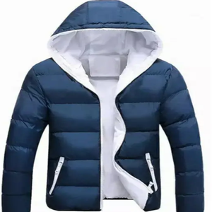 High Quality Men's Customized Logo Printed Waterproof <b>Puffer</b> <b>Jackets</b> Winter Streetwear with Hooded Collar <b>Thin</b> Fabric - Product Image 1