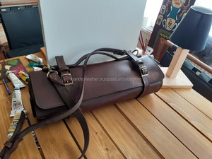 OEM Custom Classic Luxury Leather Knife <b>Roll</b> Portable Chef <b>Bag</b> Durable Heavy Duty Smell Proof Protection Culinary Travel Storage - Product Image 6