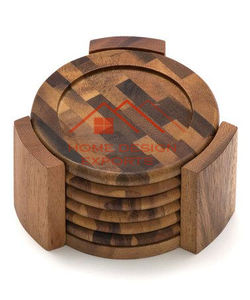 Organisateur Sous-verres en bois pour la décoration de la maison, de l'hôtel et du restaurant Utilisez une table de forme ronde au design simple - Product Image 6