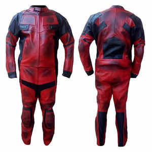 Combinaison de course moto en cuir personnalisée, imprimée, hiver, grande taille, coupe-vent, respirante, entièrement rouge et noire, cirée, personnalisable pour équipe, marque de course - Product Image 1