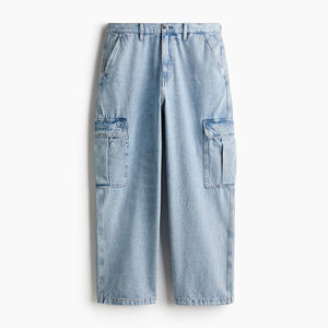 Pantalon en jean noir ample, pantalon en denim vintage délavé à l'acide avec poches décontractées, jean en vente promotionnelle avec logo personnalisé - Product Image 3