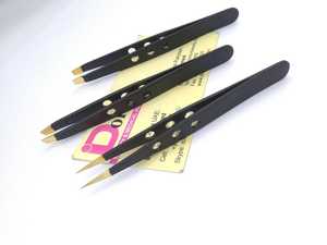 Pince à sourcils professionnelle en or noir mat et ensemble de ciseaux Micro ciseaux à ressort en acier durable Logo personnalisé pince à sourcils - Product Image 3