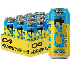 Bebida Energética C4 Sin Azúcar, Bebida de Alto Rendimiento, Lata de 500 ml, Paquete de 12, Sabor a Chicle, para un Estilo de Vida Activo - Product Image 1