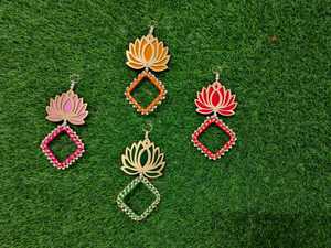 Trendy Handmade MDF Pearl Lotus <b>Wall</b> Hanging 6 Inch Traditional Design for Home Wedding Christmas Meditation Room Pooja Decor - Product Image 2