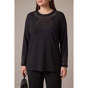 Suéter de punto islámico de talla grande, color negro - Product Image 1