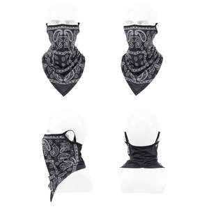 Masque de cyclisme en maille de soie glacée à séchage rapide, cache-cou triangulaire, bandana avec boucles d'oreilles - Product Image 6