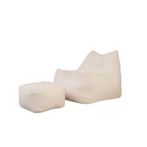 Set di Poltrone Sacco Moderne e Confortevoli con Pouf Reclinabile, Rivestimento in Tessuto, Arredamento per Soggiorno - Product Image 2