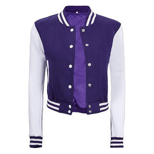 แจ็กเก็ตเลตเตอร์แมนสำหรับผู้หญิงแจ็กเก็ตเลตเตอร์มีตัวอักษรผ้าฝ้ายบุขนสัตว์ - Product Image 4