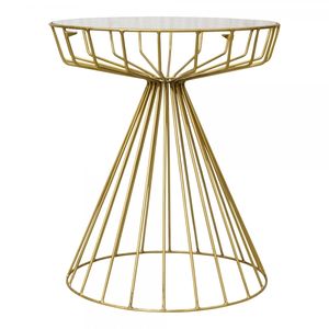 Table basse de service pliante en métal doré pour l'intérieur ou l'extérieur, faite à la main, table d'hôtel de haute qualité avec dessus noir - Product Image 2