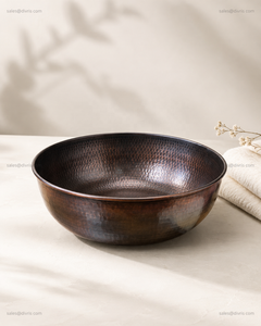 Round Handcrafted Copper Pedicure Bowl With Hammered Texture For Salon And Spa Use - Product Image 6