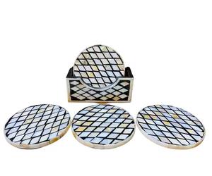 Custom Size logo Round square Bone Inlay Mother of Pearl Inlay the Elegant Is on Your Table Stone Coasters - Product Image 5
