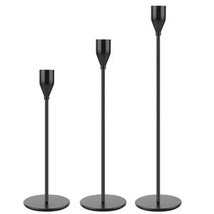 Matte <b>Black</b> <b>Metal</b> <b>Candle</b> <b>Holders</b> Set of 3 Contemporary Design for Home & Weddings - Product Image 1