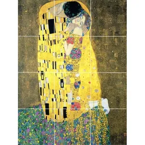 Gustav Klimt's The Kiss Cerámica Azulejo Mural Murales Backsplash Medallion - Product Image 1