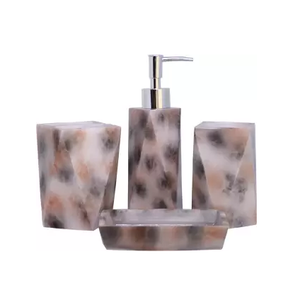 Ensemble de salle de bain pour produits ménagers, ensemble de salle de bain en résine noire, texture blanche, artisanat personnalisé à vendre - Product Image 5