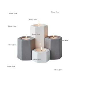 Ensemble de 2 porte-bougies tealight de la plus haute qualité, faits à la main, en marbre, forme ronde, en promotion - Product Image 4