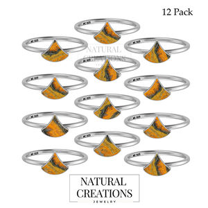 Anillo apilable de Plata de Ley 925, ajuste de bisel, forma de cono de abejorro, rebanada Natural, elegante, de moda, Unisex - Product Image 2