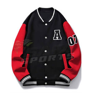 Custom Oem Logo Chenille Patch Varsity Jacket Hombres Otoño Street Style Bordado Parche Botón Unisex Chaqueta de algodón - Product Image 1