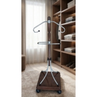 ARSU Porte-manteau et porte-pantalon classique en bois de noyer chromé avec crochets et rails, support de rangement pour sacs de bureau, conception détachable