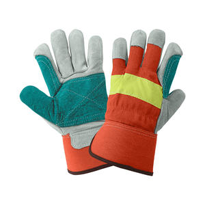 Guantes DE SEGURIDAD divididos de cuero de vaca para hombre Guantes DE TRABAJO resistentes amarillos y negros Calidad aprobada para protección de manos y brazos - Product Image 3