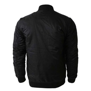 Concevez votre propre logo Veste bomber décontractée pour homme en tissu uni d'automne Service OEM Léger Col montant Fermeture éclair Noir - Product Image 3