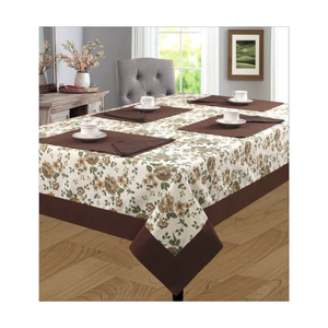 Nappe de table brodée en coton biologique à impression dense Tissu certifié GOTS 260 GSM lavable en machine adapté à une utilisation en salle de fête - Product Image 5