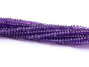 Natural Purple Amethyst Faceted Rondelle Gemstone <b>Beads</b> 5-6mm Loose Purple <b>Stone</b> <b>Beads</b> for Jewelry Making at Wholesale Price 16" - Product Image 3