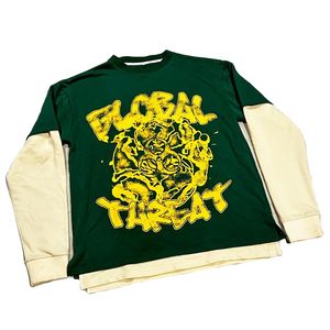 ปรับแต่งบุรุษผ้าฝ้ายเสื้อยืดแขนยาวพิมพ์ดิจิตอลเสื้อยืดสองชั้นที่กําหนดเองเสื้อยาวผ้าลูกฟูกน้ําหนักหนัก - Product Image 1