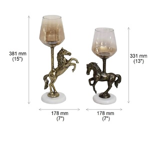 ชุด2ชิ้นฐานเหล็กรูปม้าสีดำพร้อมที่จับรูปม้าตัวทีทำด้วยมือสำหรับตกแต่งบ้าน - Product Image 1