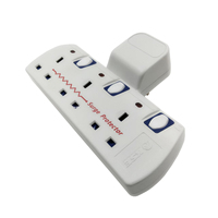 Adaptateur multiprise en forme de T pour le Royaume-Uni, 3 ou 4 prises, avec interrupteur indépendant et protection contre les surtensions
