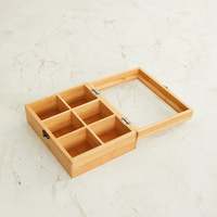 Boîte de rangement en bois naturel moderne à compartiments multiples, vente en gros, organisateur multi-sections pour bijoux, épices, fruits secs, décoration intérieure