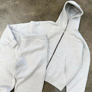 ชุดวอร์มแบบมีฮู้ดผ้าฟลีซสีพื้น ดีไซน์โลโก้สั่งทำคุณภาพสูง ทรงโอเวอร์ไซส์ ผลิตจากโพลีเอสเตอร์/คอตตอน ผ้าไม่ยับ เหมาะสำหรับฤดูใบไม้ผลิ - Product Image 3