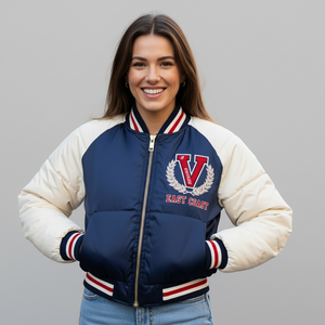 Veste bomber utilitaire grande taille pour femmes en gros avec lettres brodées Tissu d'automne Coton Coupe-vent - Product Image 1