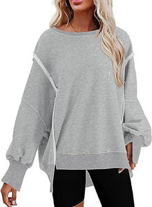 Sweat-shirt décontracté pour femme, couleur unie, coupe ample, anti-plis, disponible en longueur longue ou courte, 2026 - Product Image 3