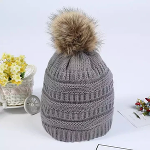 Custom Women's Casual Winter Beanie Handmade Soft Thick Warm Knitted Pom Pom Adult Fashion <b>Accessory</b> - Product Image 4